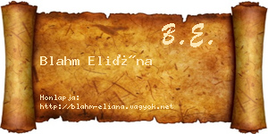 Blahm Eliána névjegykártya